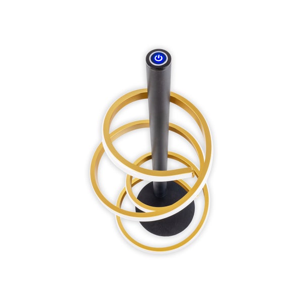 LED Tischleuchte BELLEZA, moderne Tischlampe aus Metall und Kunststoff in Schwarz, Gold und Weiß, mit fest verbauten LEDs, 50 cm hoch, Beleuchtung für Wohnzimmer, Esszimmer, Schlafzimmer oder Büro.