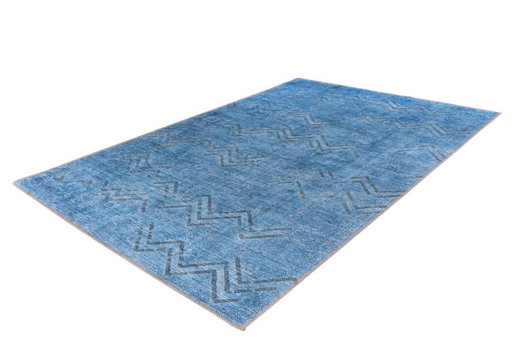 Kurzflor Teppich Isamu Blau Used-Look, Orientalisch 80 x 150 cm