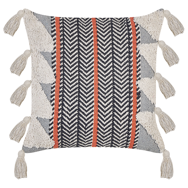 Dekokissen BOUVARDIA Baumwolle 45 x 45 cm Grau ZickZack-Muster