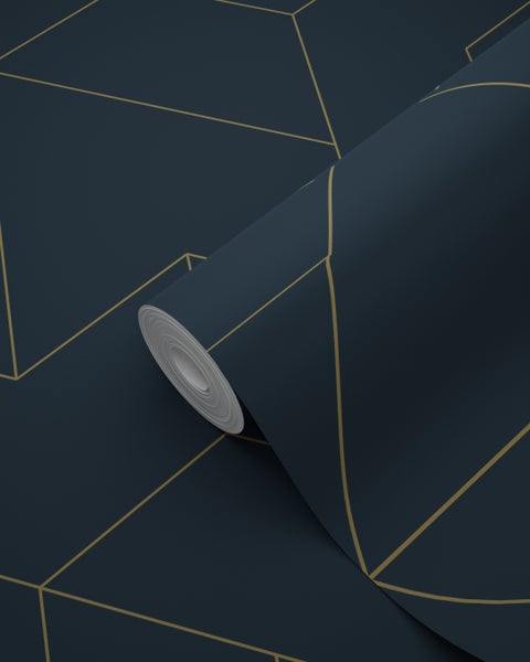 Origin Wallcoverings Tapete grafische Linien Dunkelblau und Gold - 50 x 900 cm - 347908