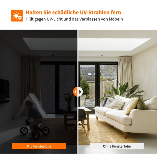 Simple Fix Fensterfolie Blickdicht Schwarz - 70 x 500 cm - Selbshaftend Blickdicht Sichtschutzfolie für Fenster - Verdunkelungsfolie - Schwarz