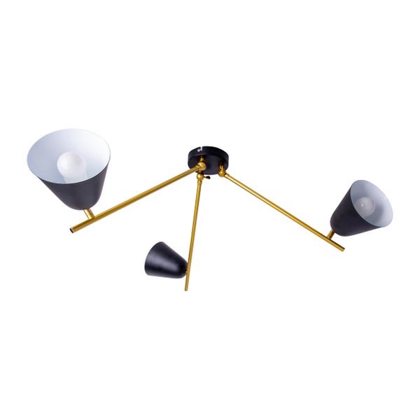 Deckenleuchte mit drei Armen und Lampenschirmen