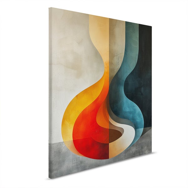 Abstraktes Leinwandbild mit dekorativen Formen für die Wandgestaltung