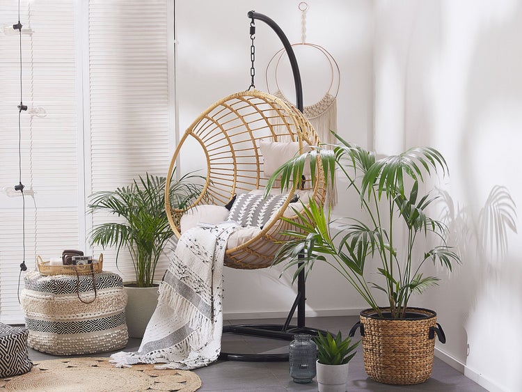Hängesessel mit Gestell ASPIO Polyrattan Naturfarben