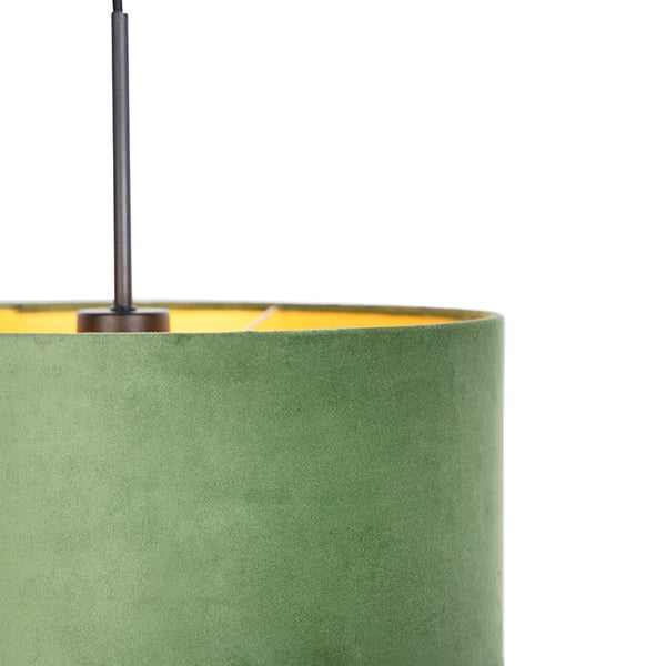Hängelampe mit Veloursschirm grün mit Gold 35 cm - Combi