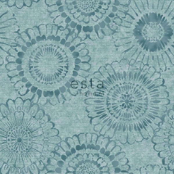 ESTAhome Tapete Blumen Aqua Grün - 53 cm x 10.05 m - 148325
