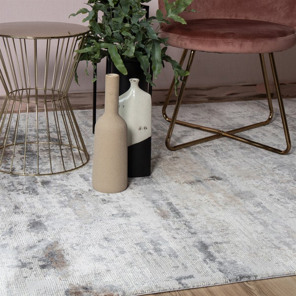 Kurzflor Teppich Jasira Taupe Used-Look 240 x 340 cm