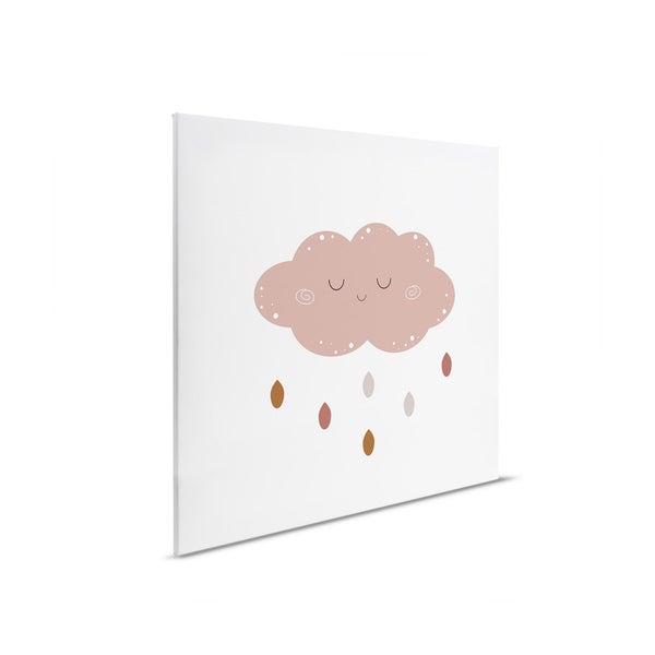Illustration einer lächelnden Wolke mit Regentropfen auf Leinwand