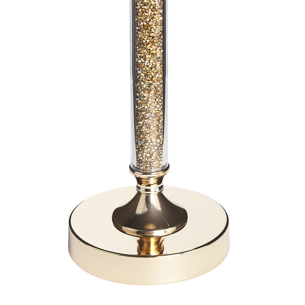 Dekorative Stehleuchte mit Glas und goldenen Glitzersteinen