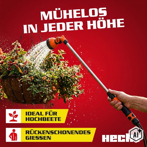Hecht Gießstab beim Bewässern einer Blumenampel für bequemes Gießen ideal für Hochbeete und rückenschonende Gartenarbeit