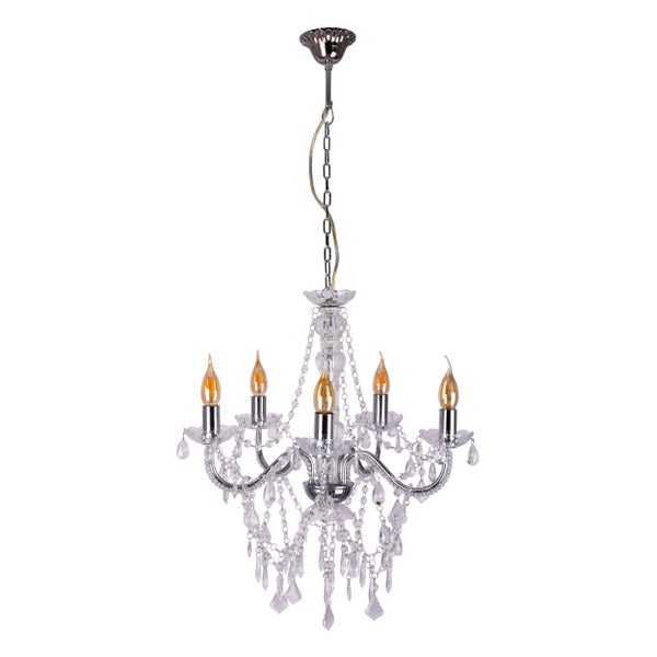 Kronleuchter mit fünf Leuchten und Kristallverzierungen