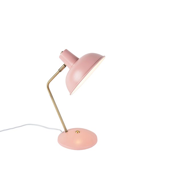 Retro Tischlampe pink mit Bronze - Milou