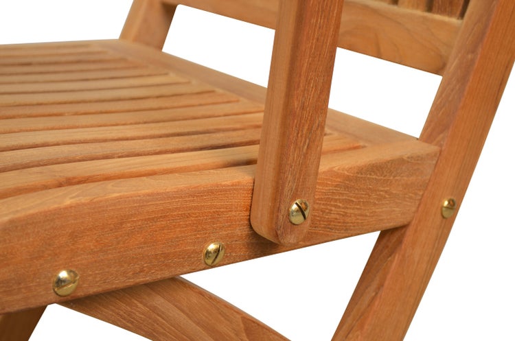 Teak Klappstuhl mit Armlehnen wetterfest premium für Garten Terrasse und Balkon