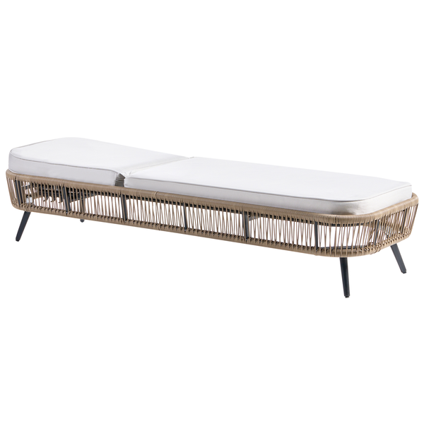 Gartenliege mit Polsterauflage und geflochtenem Rahmen