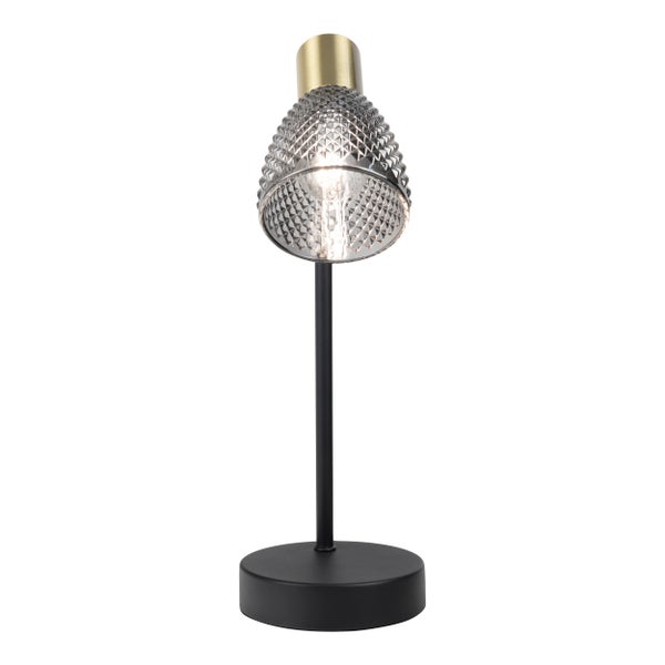 Tischleuchte mit Glasschirm und Metallfuß