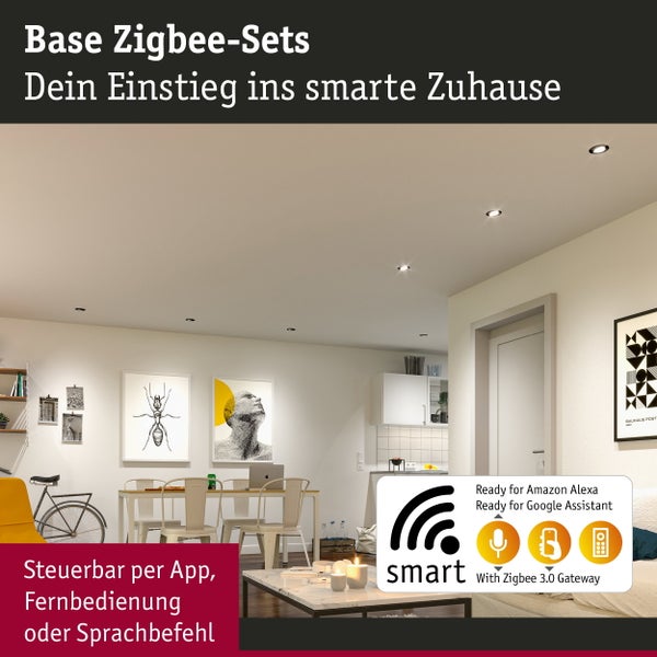 Runde LED-Deckenleuchte mit grauem Stoffschirm, 33 Watt, Durchmesser 402 Millimeter, Höhe 107 Millimeter, 5 Jahre Garantie.