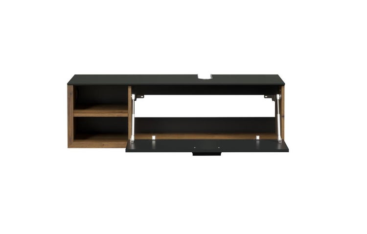 Waschtischunterschrank mit Regal und offener Tür