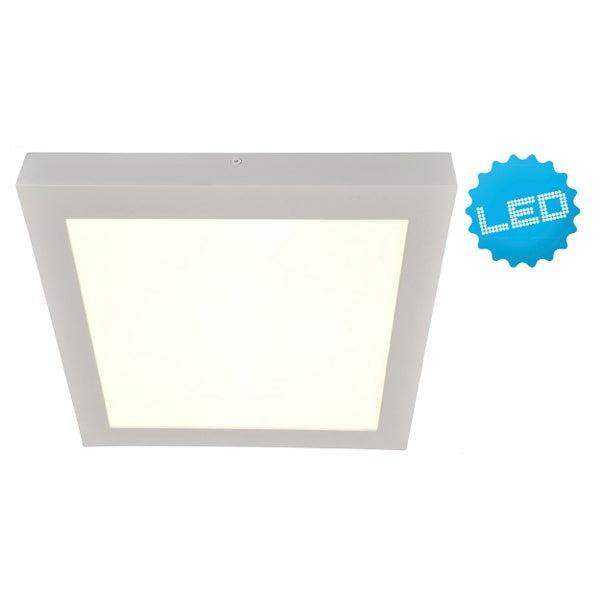 Runde Deckenleuchte mit silberfarbenem Rahmen