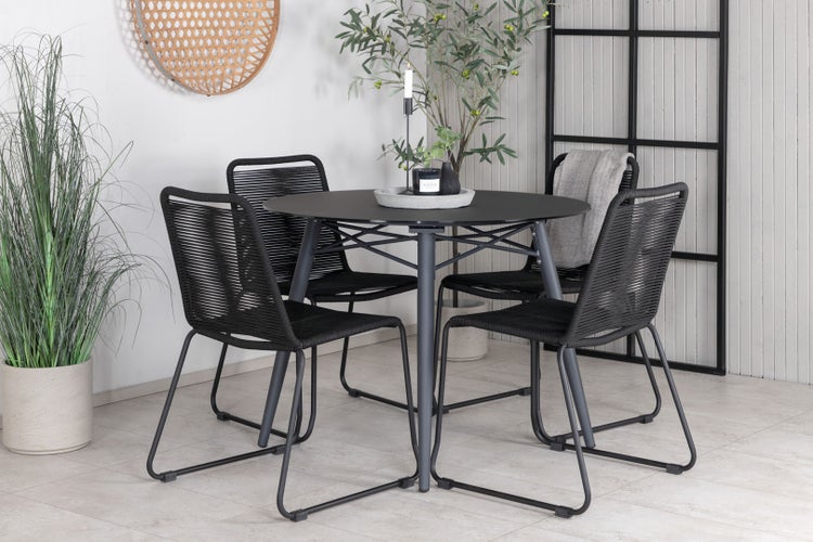 Lindos Gartenstuhl stapelbar schwarz. 2er Set