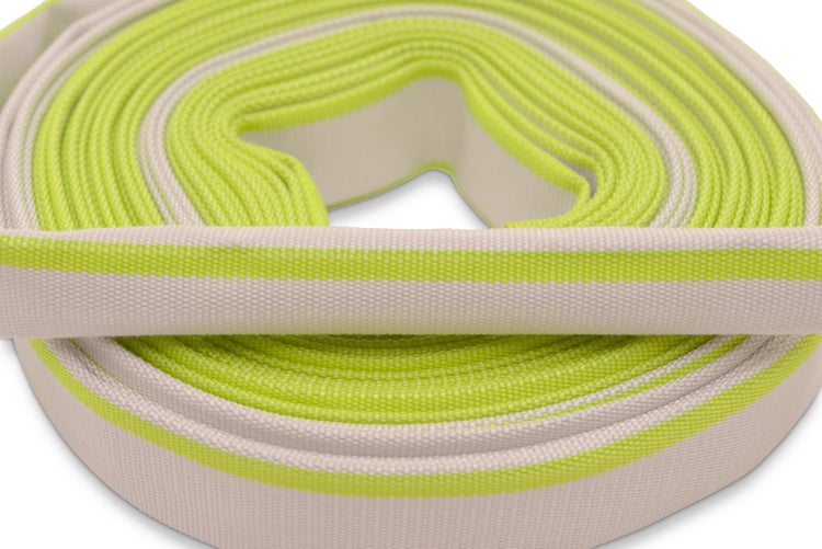 Ø 1 1/2 Zoll - 38 mm, 10 m Flachschlauch | Bauschlauch | Industrieschlauch | Synthetischer Gummi, Weiß mit Grün, 10 Bar, -20°C bis +60°