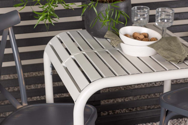 Borneo Gartenset Tisch, 2 Stühle  beige,dunkel grau. 70 X 70 X 75 cm