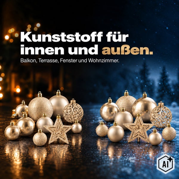 Weihnachtskugeln aus Kunststoff für die Innen und Außennutzung geeignet für Balkon Terrasse Fenster und Wohnzimmer