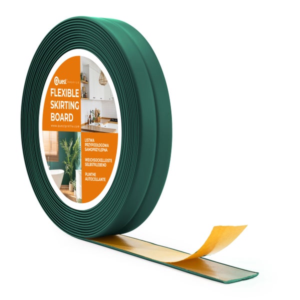 Produktvergleich der PVC Weichsockelleisten 800-10 mit Klebeband für glatte Untergründe und 800-1N mit Klebeschaum für unebene Oberflächen.
