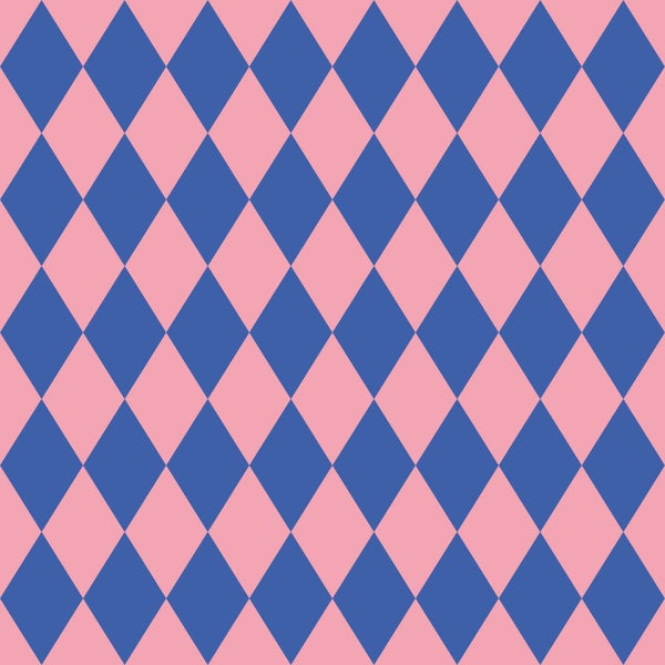 ESTAhome Tapete Karomuster Blau und Rosa - 50 x 900 cm - 131601