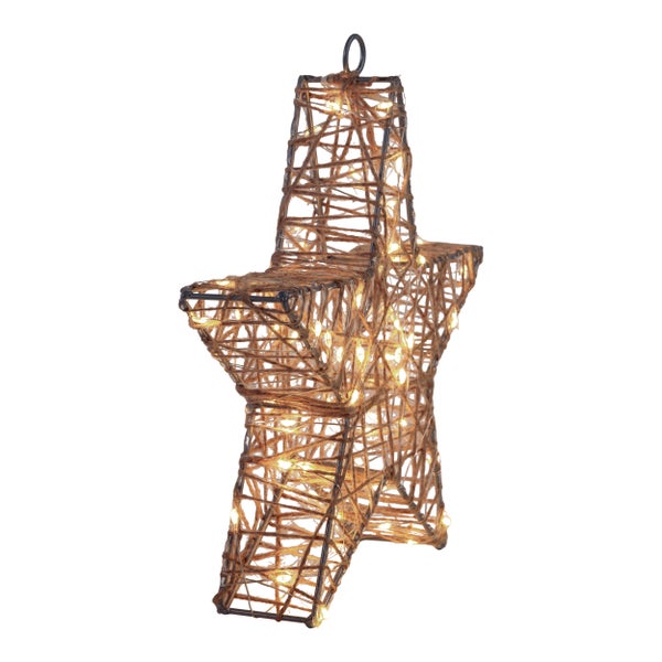 Dekorativer Stern aus Metall mit Schnur und Beleuchtung zum Aufhängen