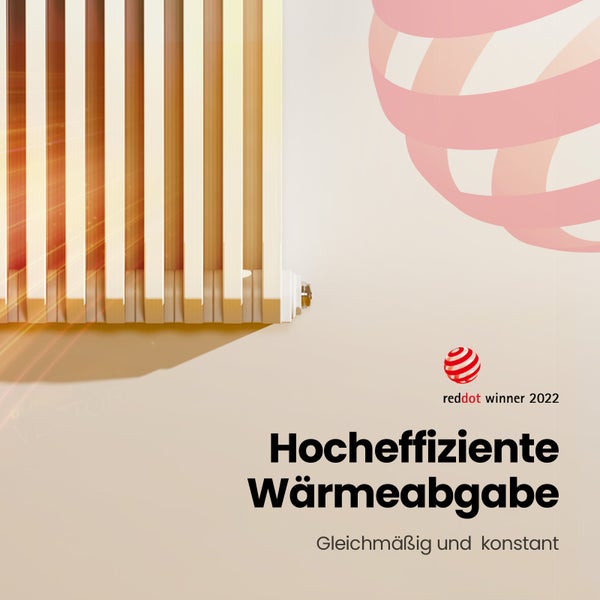 EMKE Badheizkörper 348 x 1800 mm 1611 W, Designheizkörper, Warmwasserbetrieb, Anschluss unten, Vertikaler Flachheizkörper, Handtuchheizkörper, D-Rohr-Design, Zentralheizung, für Bad & WC, Weiß