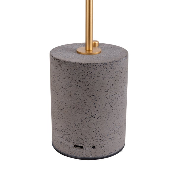 Akku Tischleuchte SETA grau 30 cm hoch aus Metall und Beton, mit fest verbauter LED