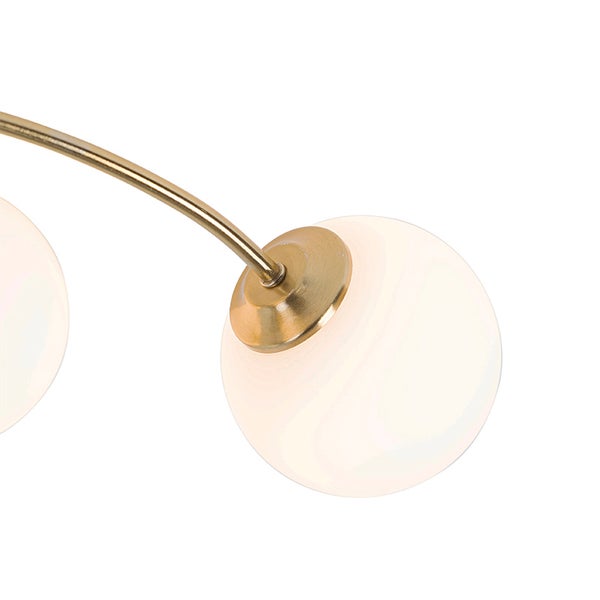 Moderne Deckenleuchte Gold mit Opalglas 6 Lichter - Athens