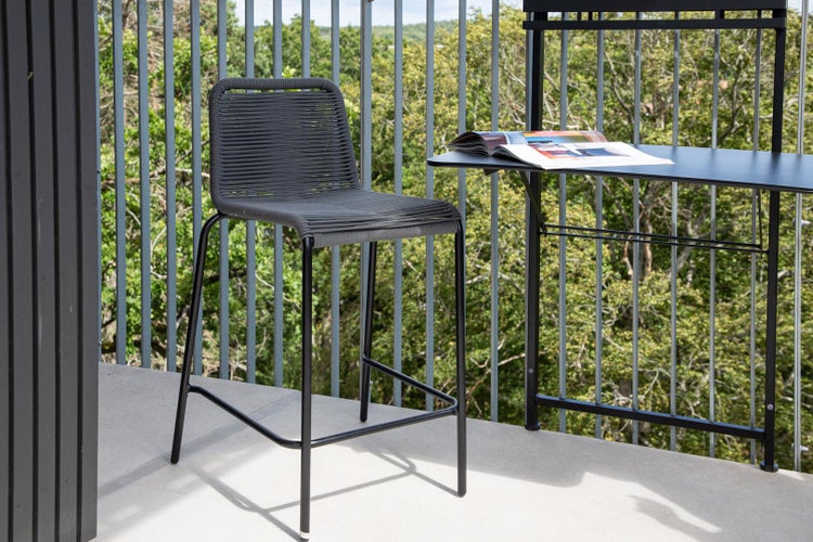 Lindos Garten Barhocker stapelbar dunkel grau. 2er Set