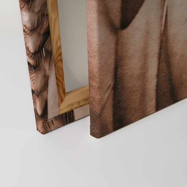 Detailansicht einer bedruckten Leinwand mit Holzrahmen