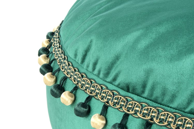 Pouf Hocker samtweich, orientalisches Design Grün Rund Ø 65 cm