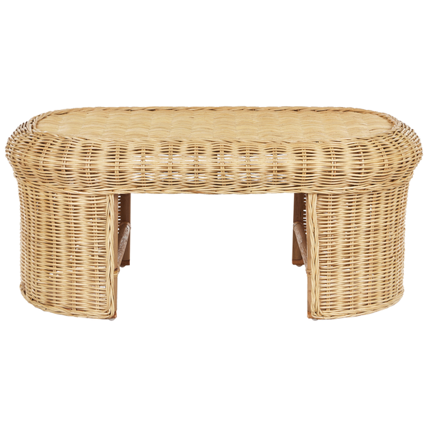 Outdoor Couchtisch LIVADEIA 60 cm 96 cm Rattan Naturfarben