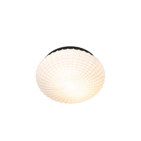 Klassische Deckenleuchte schwarz mit Opalglas 30 cm IP44 - Nohmi