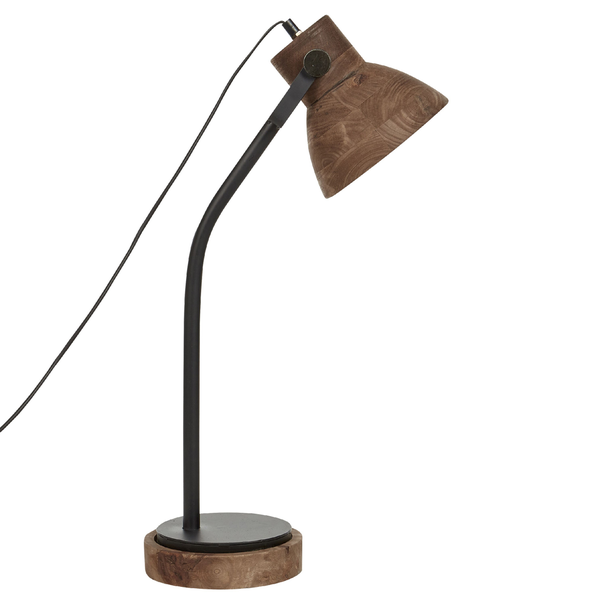Schreibtischlampe KOLAR Mango Holz Dunkelbraun