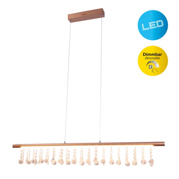 LED Pendelleuchte NOBILIS Länge ca. 100 cm, aus Metall und Kunststoff in Gold, mit fest verbauten LEDs, Beleuchtung für Wohnzimmer, Esszimmer oder Büro