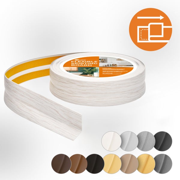 Quest Weichsockelleiste Selbstklebend 18 x 18 mm, PVC, Flexibel, Birke, 5 Meter