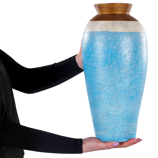Dekovase PLATEJE Keramik 42 cm Blau