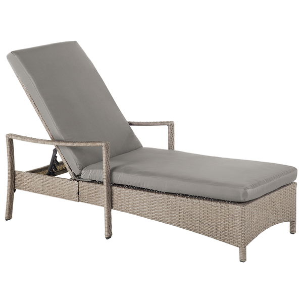 Sonnenliege mit Kissen VASTO Polyrattan Taupe