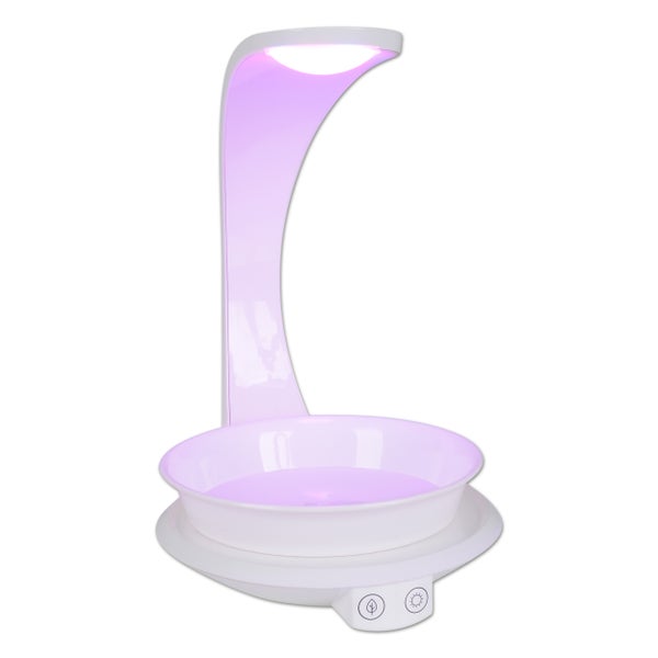 LED Pflanzen-Tischleuchte 24 cm hoch, aus Metall und Kunststoff in Weiß,  mit integrierter LED