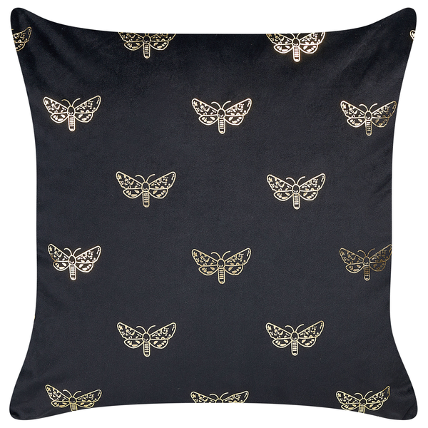 Dekokissen 2er Set YUZURI Samtstoff 45 x 45 cm Schwarz Tiermuster