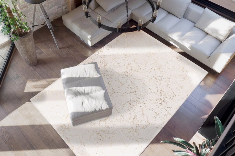 Kurzflor Teppich Majestique Creme / Gold Modern 80 x 150 cm