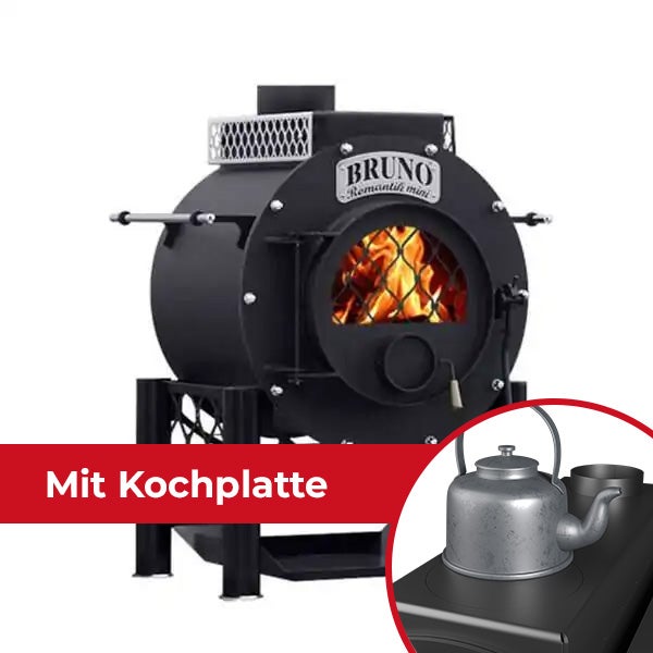 Bruno Romantik Mini Holzofen mit Kochplatte