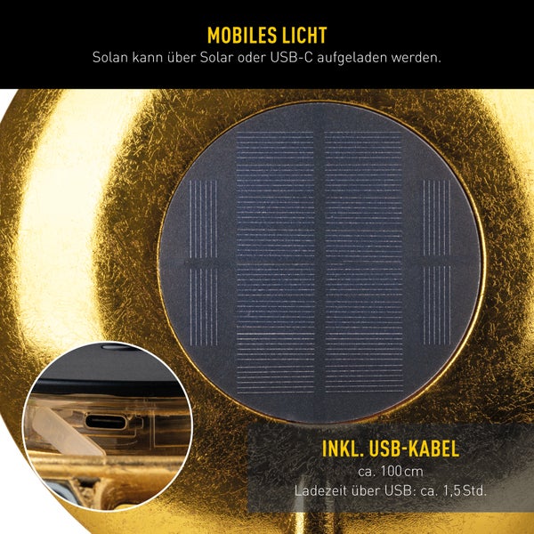 Solarlampe mit Solarpanel und USB-Anschluss