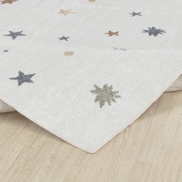 Maschinenwaschbarer Kinderteppich Sterne Mehrfarbig/Beige 160x213 cm STELLA