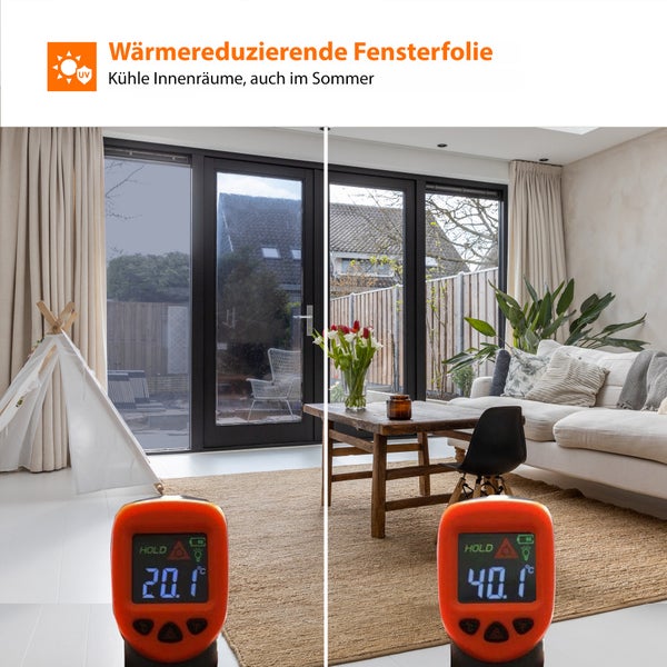 Simple Fix Fensterfolie Spiegelfolie Schwarz - 45 x 500 cm - Selbshaftend Blickdicht Sichtschutzfolie für Fenster - Spiegelfolie Fenster Sichtschutz - Schwarz