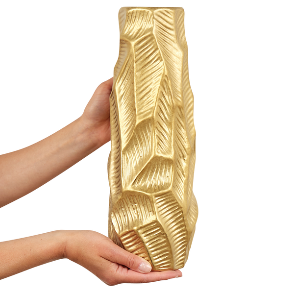 Dekovase ZAFAR Steinzeug 37 cm Gold